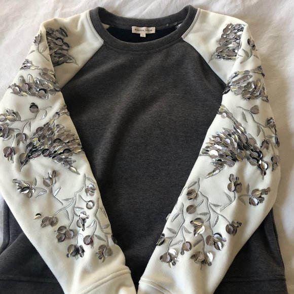 Rebecca Taylor Gray and Cream Embroidered Sweater - Picture 1 of 5
